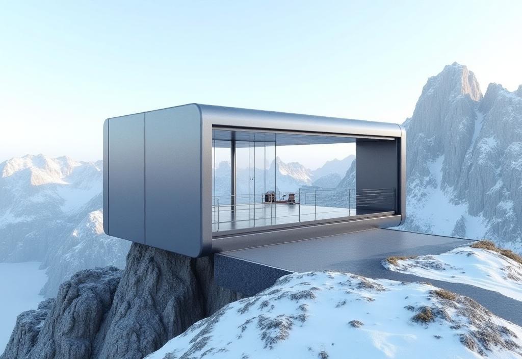 Utsiktspunkt i metall i norske fjell